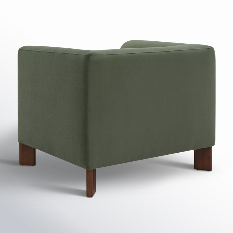 Modern wooden accent chair with curved arms