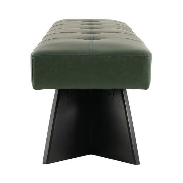 Comfortable upholstered teak wood entryway bench