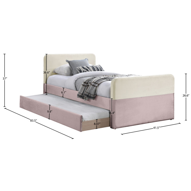 Solid teak wood upholstered kids bed