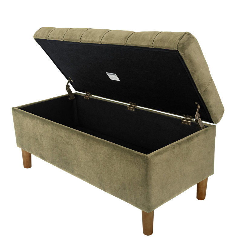 Contemporary upholstered bench with hidden storage space