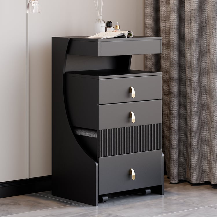 Elegant black dressing table with organizer drawers