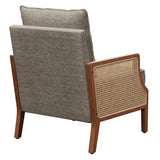 Modern teak wood lounge chair with natural cane sides