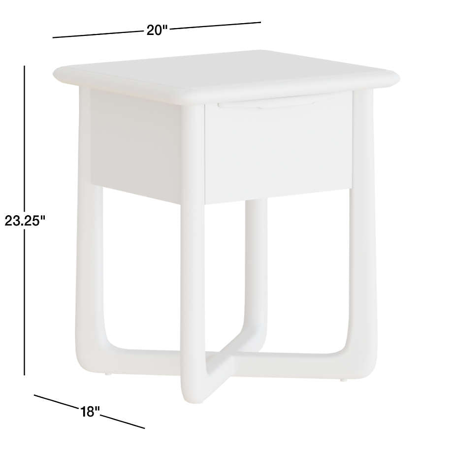 Contemporary teak bedside table with storage drawer