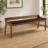 teak wood bench with cushion seat