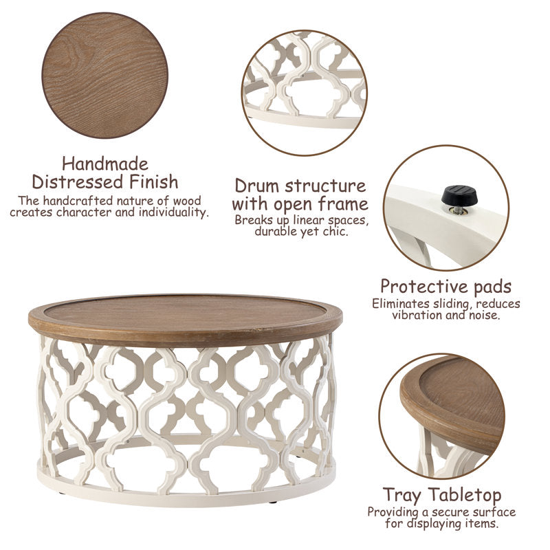 Designer white base teak coffee table