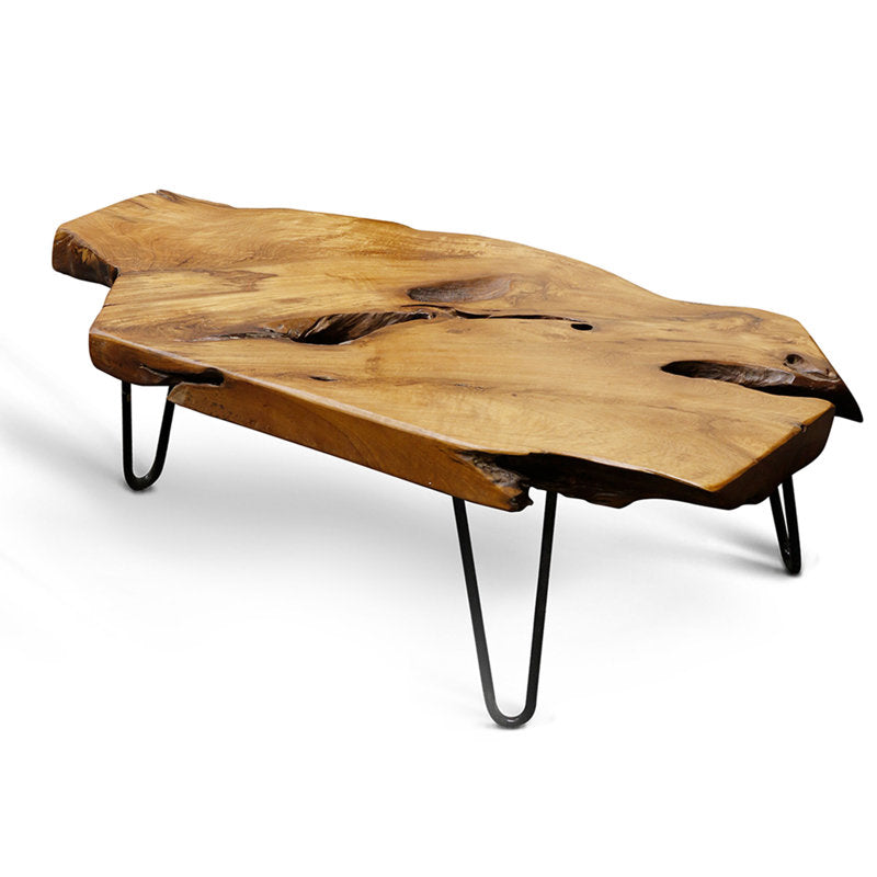Luxury teak wood live edge center table