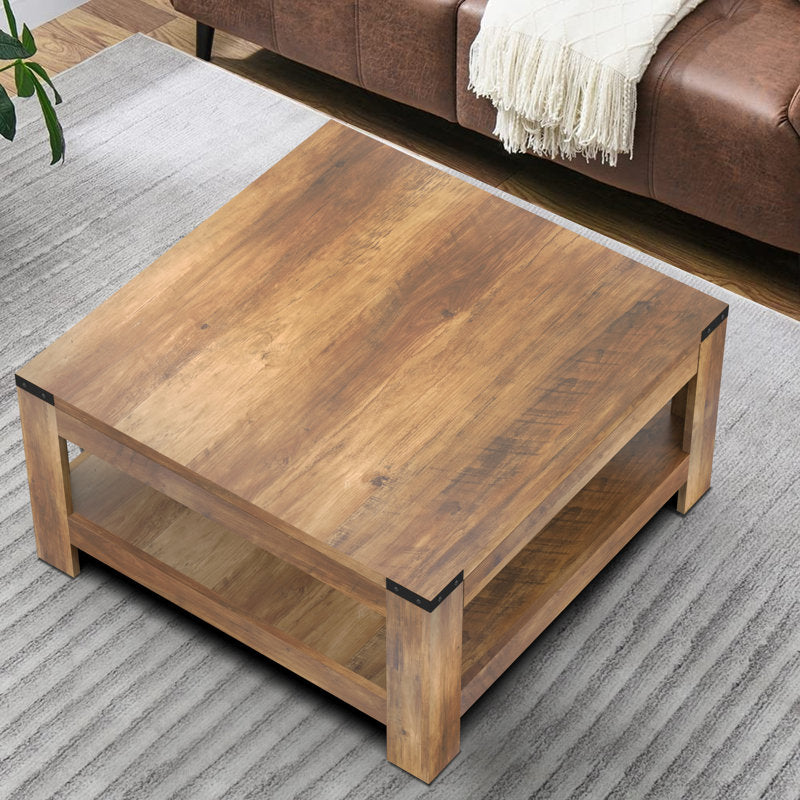 Natural finish teak wood center table
