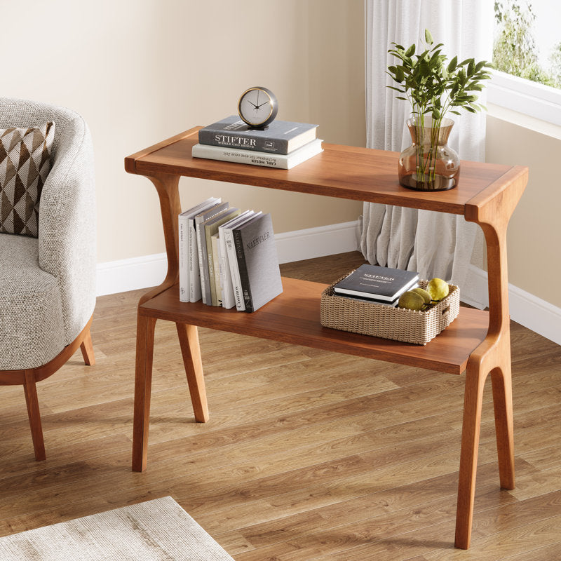 Handcrafted teak wood entryway table