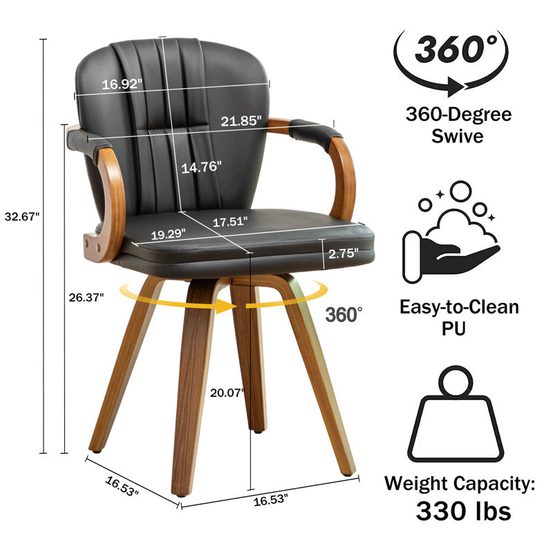 Black leatherette wooden dining chair