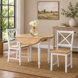Modern teak wood drop leaf dining table set with chairs