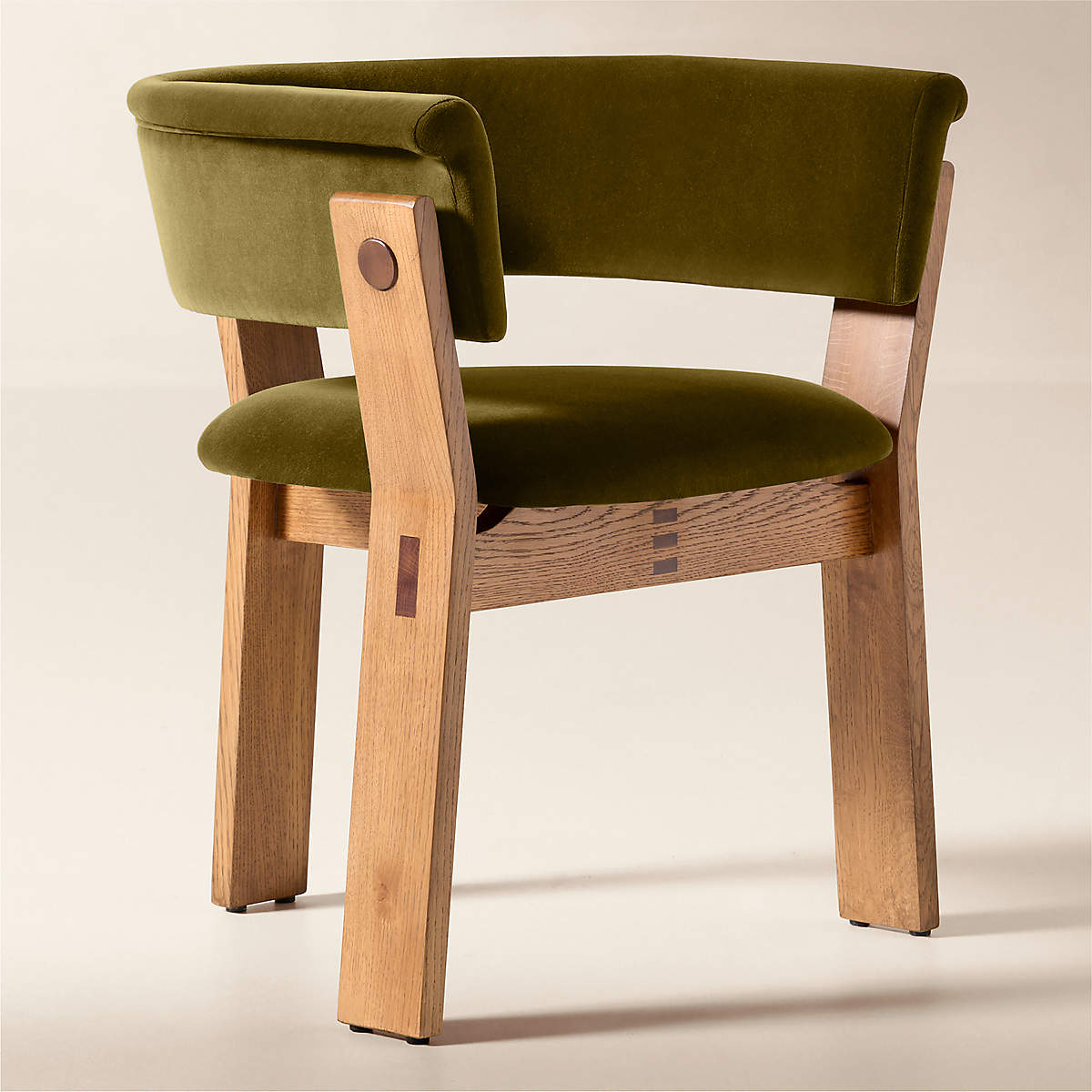 Contemporary wooden accent chair with fabric cushion