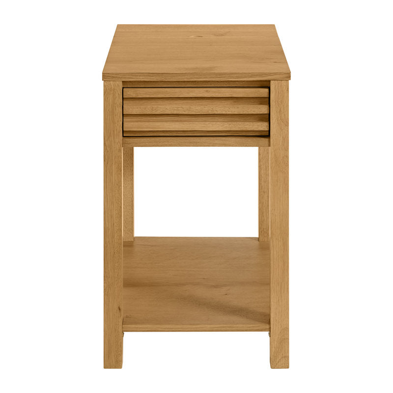 Wooden bedside table made of teak wood