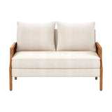 Scandinavian style teak wood cane sofa