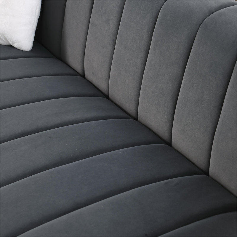 Contemporary charcoal grey teak wood sofa set