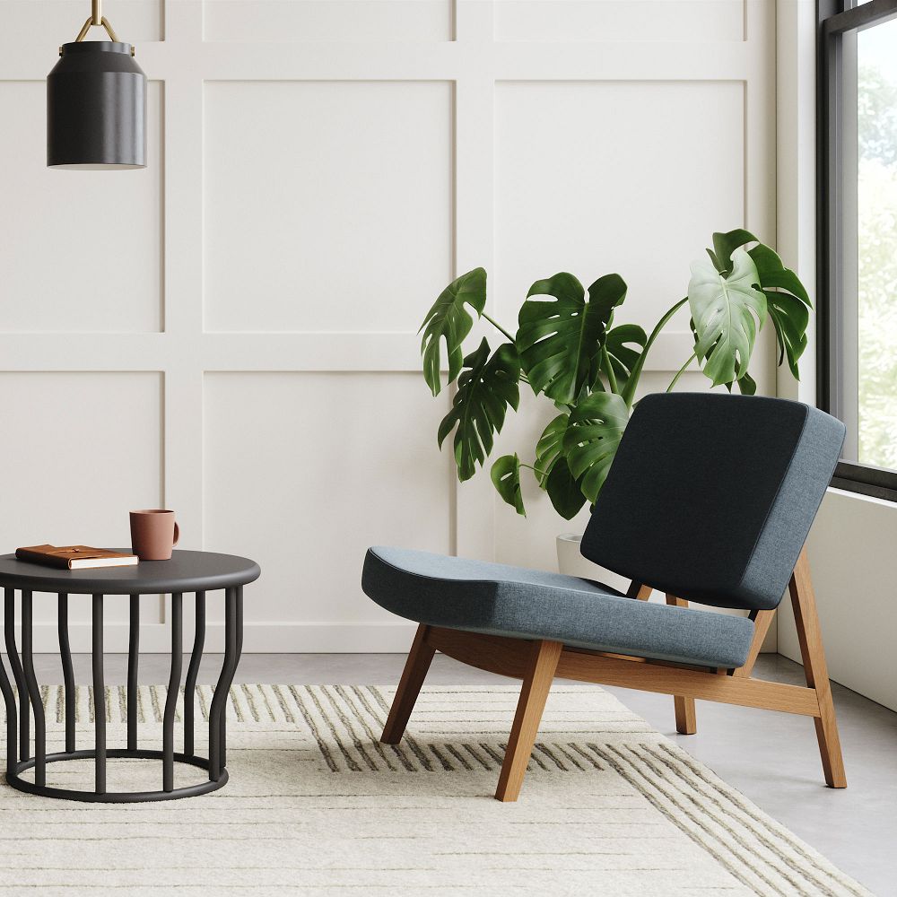 Solid teak wood armchair for living room and lounge spaces