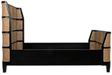 Teak wood bed with natural rattan cane design