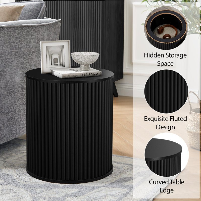 Modern matte black bedside tables made from premium teak wood