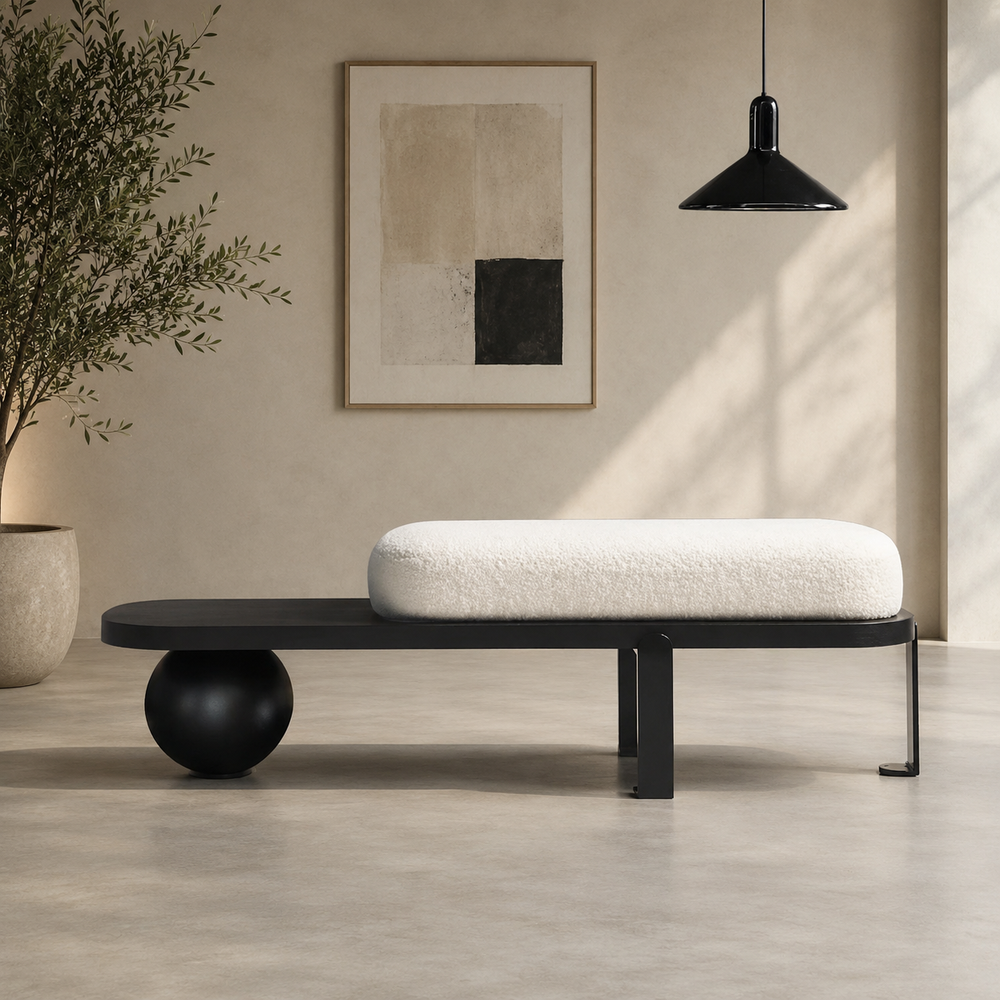 Stylish upholstered teak wood bench seating