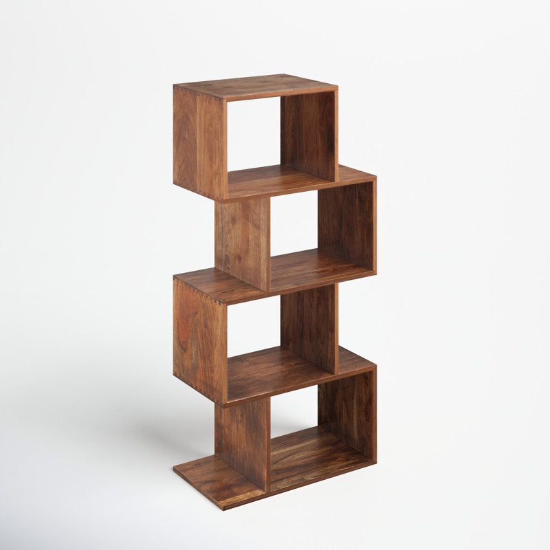 Contemporary teak wood bookshelf for home office