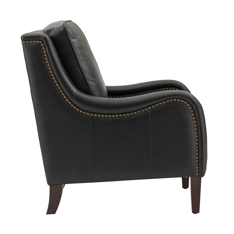 Black upholstered teak wood chair for office lounge