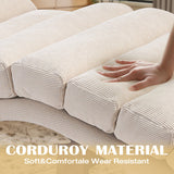 Designer chaise lounge with soft fabric upholstery
