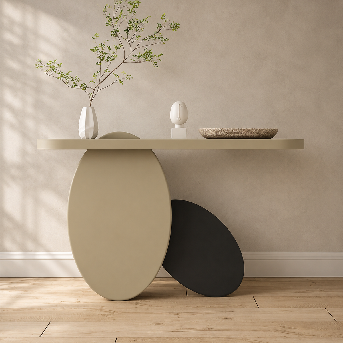 Modern teak wood console table for luxury living room
