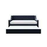 Modern teak wood single daybed with tufted backrest