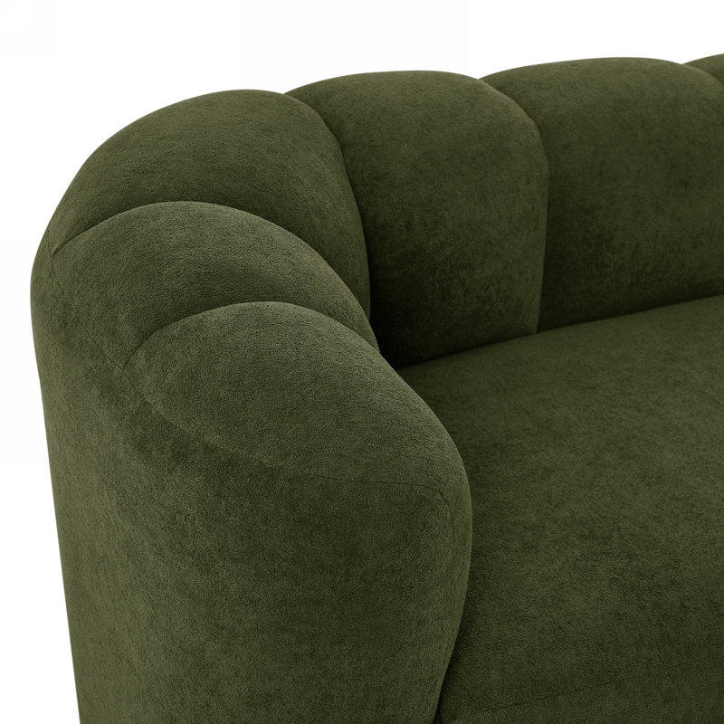 Stylish modern chaise lounge sofa in olive green fabric