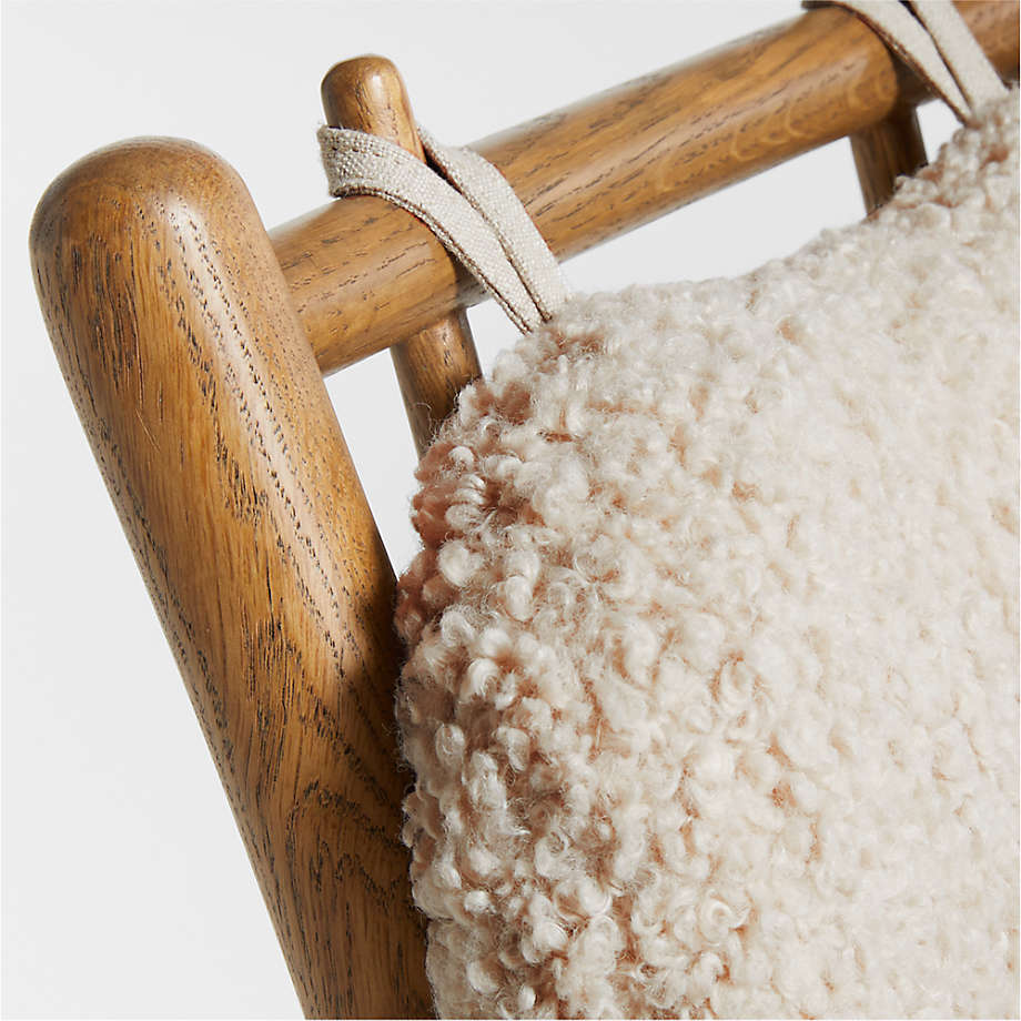 Elegant teak wood accent chair cream fabric