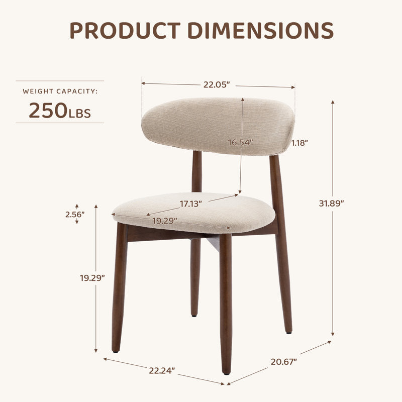 Cream fabric dining chair with teak legs