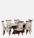 Premium teak wood dining furniture with high back chairs