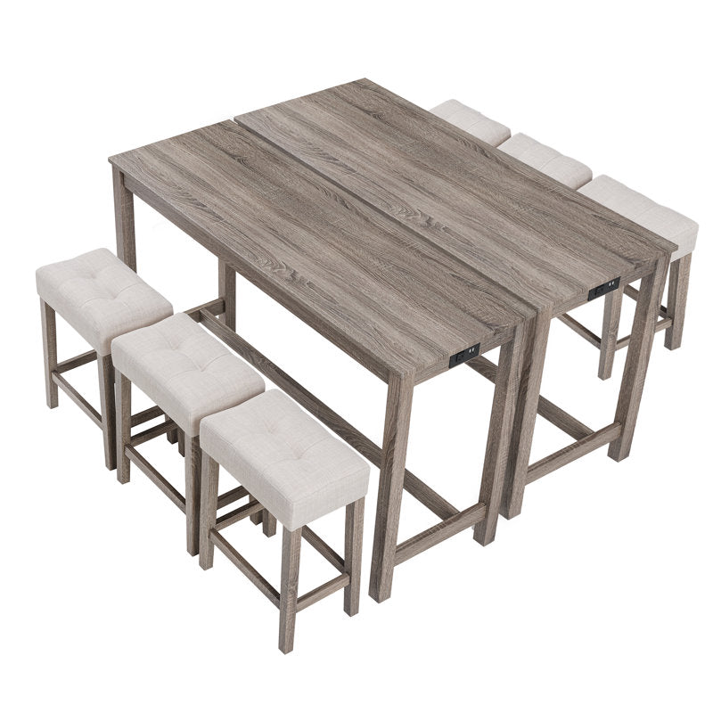 Elegant teak wood dining furniture with hidden stools