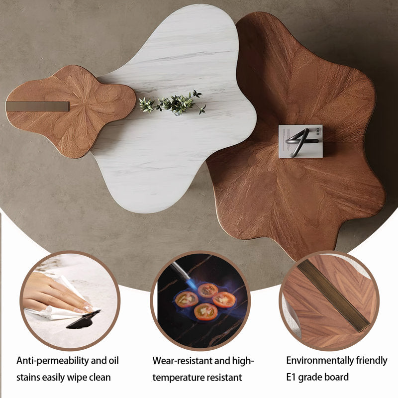 Premium teak wood coffee table set for home décor