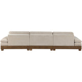 Premium teak wood sofa with beige upholstery