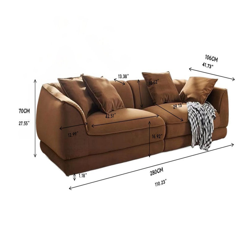 Modern brown curved luxury sofa