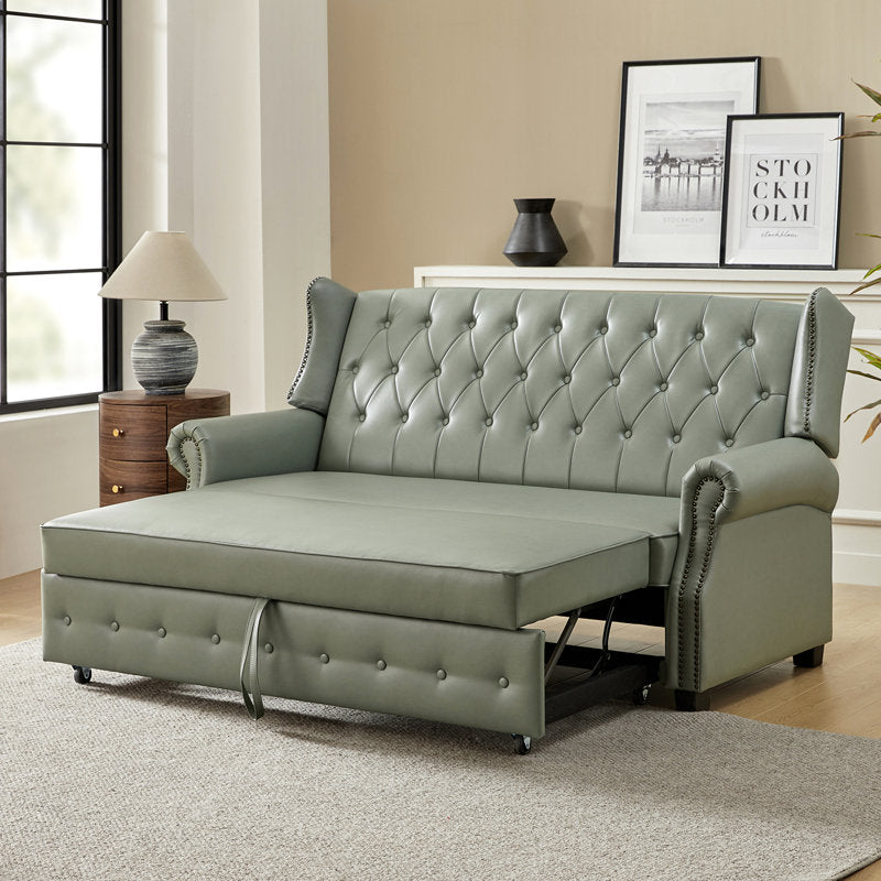 Modern faux leather sofa in green color