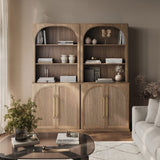 Teak wood fluted storage cabinet modern design