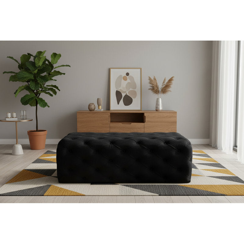 Modern rectangular tufted ottoman coffee table for luxury living room