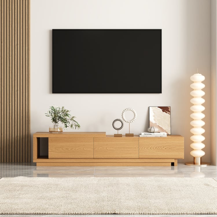 Wooden media console for modern home décor