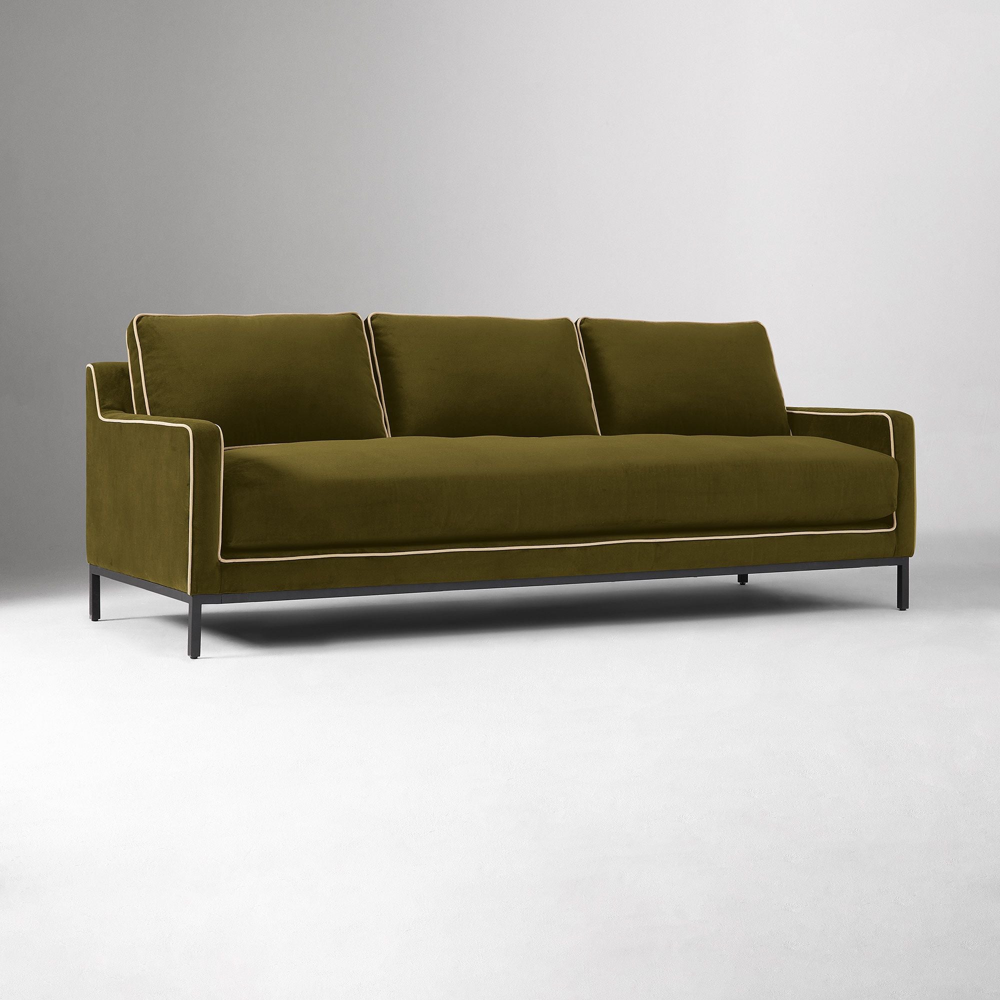 Contemporary living room sofa with teak wood construction