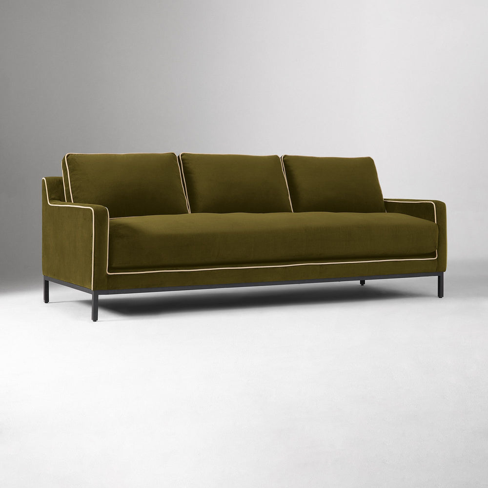 Contemporary living room sofa with teak wood construction