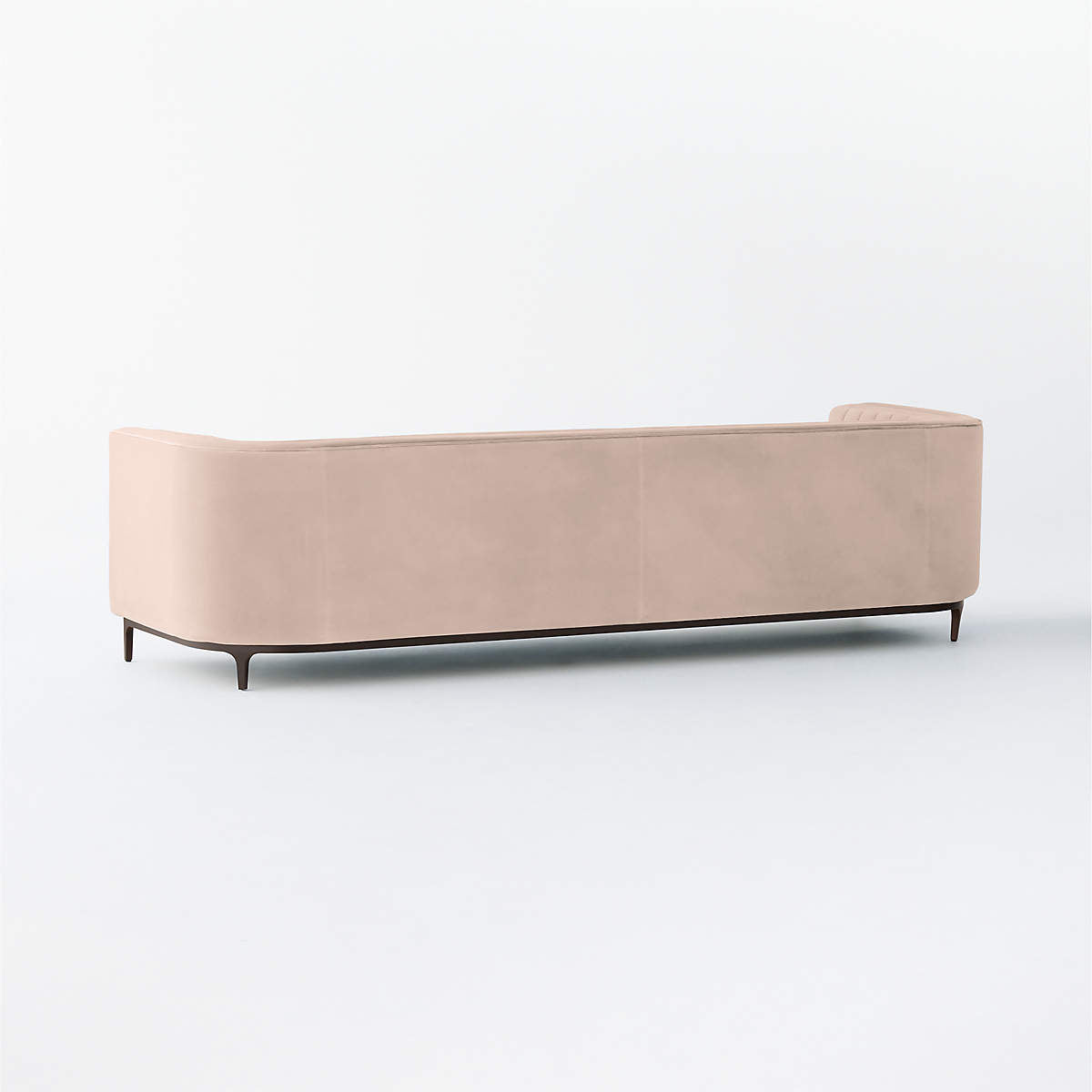 Modern velvet sofa with solid teak wood frame