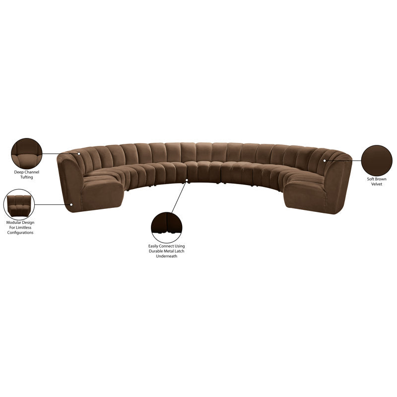 Premium curved sectional couch with teak wood frame