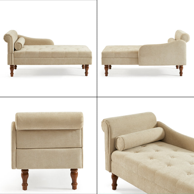 Teak wood lounge chair with tufted seat