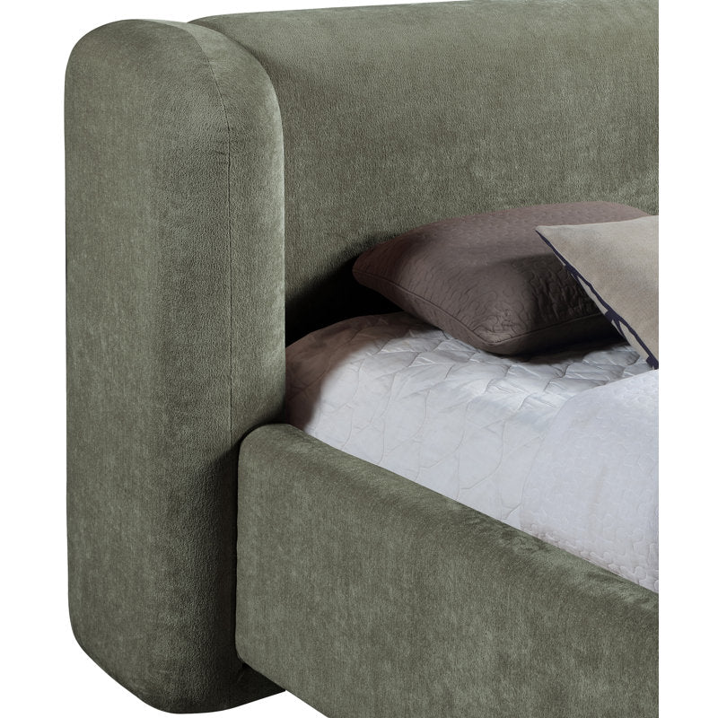 Modern fabric bed with padded headboard