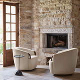 Luxury barrel accent chair with swivel base