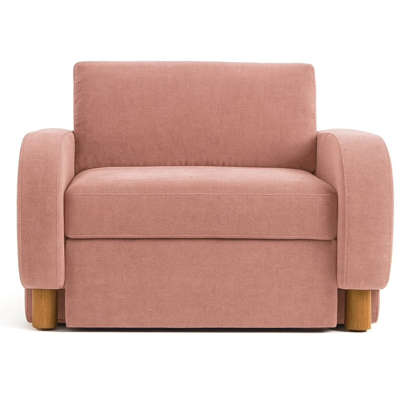 Modern velvet lounge chair with solid teak wood frame