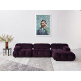 Premium modern sectional sofa with solid teak wood frame and deep tufted velvet cushions.