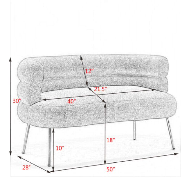 Designer white loveseat sofa with teak wood structure