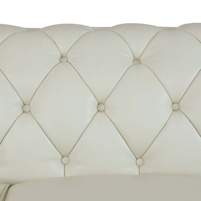 Modern Tufted Chesterfield Corner Sofa with Teak Wood Base